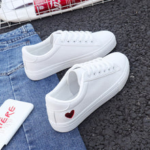 Load image into Gallery viewer, Leather Woman Shoes Fashion New Woman PU Leather Shoes Ladies Breathable Cute Heart Flats Casual Shoes White Sneakers Fashion